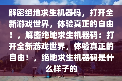 解密绝地求生机器码，打开全新游戏世界，体验真正的自由！，解密绝地求生机器码：打开全新游戏世界，体验真正的自由！，绝地求生机器码是什么样子的