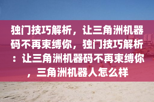 独门技巧解析，让三角洲机器码不再束缚你，独门技巧解析：让三角洲机器码不再束缚你，三角洲机器人怎么样