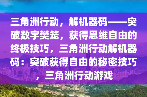 三角洲行动，解机器码——突破数字樊笼，获得思维自由的终极技巧，三角洲行动解机器码：突破获得自由的秘密技巧，三角洲行动游戏