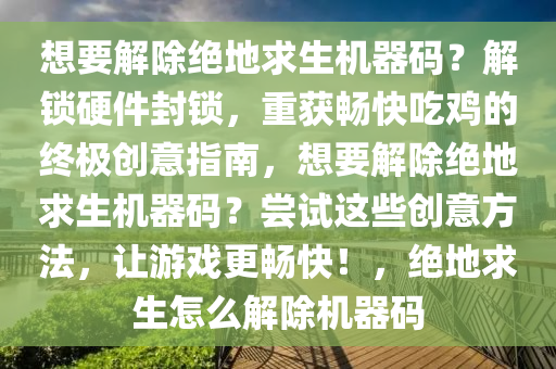 想要解除绝地求生机器码？解锁硬件封锁，重获畅快吃鸡的终极创意指南，想要解除绝地求生机器码？尝试这些创意方法，让游戏更畅快！，绝地求生怎么解除机器码