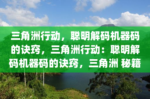 三角洲行动，聪明解码机器码的诀窍，三角洲行动：聪明解码机器码的诀窍，三角洲 秘籍