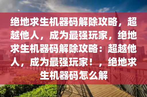 绝地求生机器码解除攻略，超越他人，成为最强玩家，绝地求生机器码解除攻略：超越他人，成为最强玩家！，绝地求生机器码怎么解