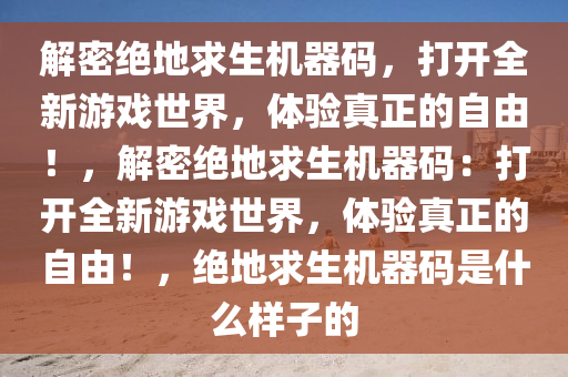 解密绝地求生机器码，打开全新游戏世界，体验真正的自由！，解密绝地求生机器码：打开全新游戏世界，体验真正的自由！，绝地求生机器码是什么样子的