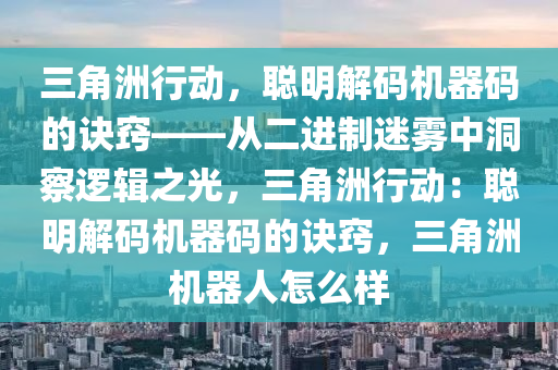三角洲行动，聪明解码机器码的诀窍——从二进制迷雾中洞察逻辑之光，三角洲行动：聪明解码机器码的诀窍，三角洲机器人怎么样