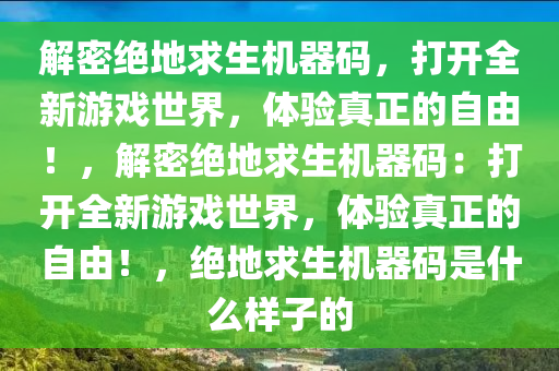 解密绝地求生机器码，打开全新游戏世界，体验真正的自由！，解密绝地求生机器码：打开全新游戏世界，体验真正的自由！，绝地求生机器码是什么样子的