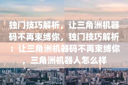 独门技巧解析，让三角洲机器码不再束缚你，独门技巧解析：让三角洲机器码不再束缚你，三角洲机器人怎么样