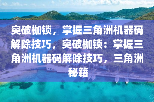 突破枷锁，掌握三角洲机器码解除技巧，突破枷锁：掌握三角洲机器码解除技巧，三角洲 秘籍