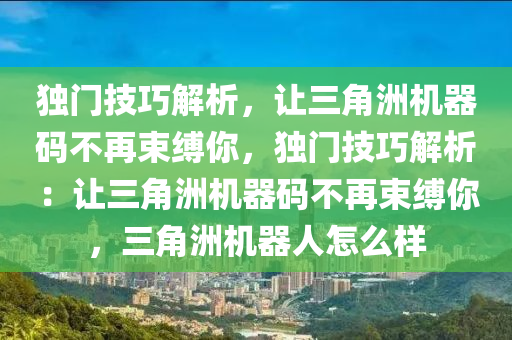 独门技巧解析，让三角洲机器码不再束缚你，独门技巧解析：让三角洲机器码不再束缚你，三角洲机器人怎么样