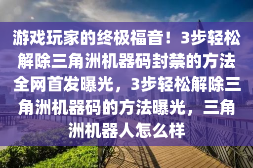 游戏玩家的终极福音！3步轻松解除三角洲机器码封禁的方法全网首发曝光，3步轻松解除三角洲机器码的方法曝光，三角洲机器人怎么样