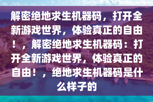 解密绝地求生机器码，打开全新游戏世界，体验真正的自由！，解密绝地求生机器码：打开全新游戏世界，体验真正的自由！，绝地求生机器码是什么样子的