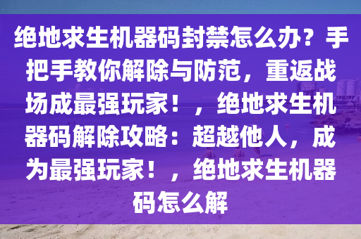 绝地求生机器码封禁怎么办？手把手教你解除与防范，重返战场成最强玩家！，绝地求生机器码解除攻略：超越他人，成为最强玩家！，绝地求生机器码怎么解