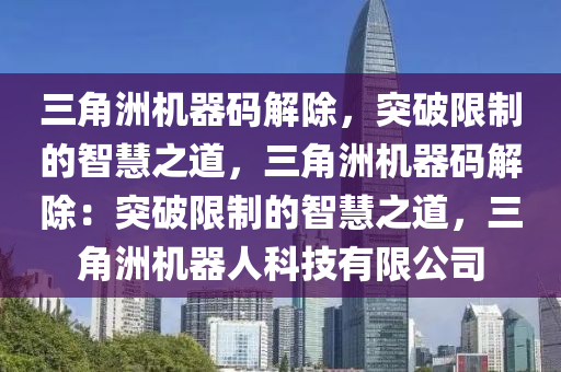 三角洲机器码解除，突破限制的智慧之道，三角洲机器码解除：突破限制的智慧之道，三角洲机器人科技有限公司