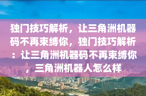 独门技巧解析，让三角洲机器码不再束缚你，独门技巧解析：让三角洲机器码不再束缚你，三角洲机器人怎么样