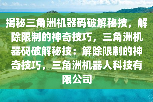 揭秘三角洲机器码破解秘技，解除限制的神奇技巧，三角洲机器码破解秘技：解除限制的神奇技巧，三角洲机器人科技有限公司