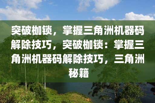 突破枷锁，掌握三角洲机器码解除技巧，突破枷锁：掌握三角洲机器码解除技巧，三角洲 秘籍