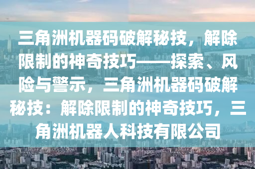 三角洲机器码破解秘技，解除限制的神奇技巧——探索、风险与警示，三角洲机器码破解秘技：解除限制的神奇技巧，三角洲机器人科技有限公司