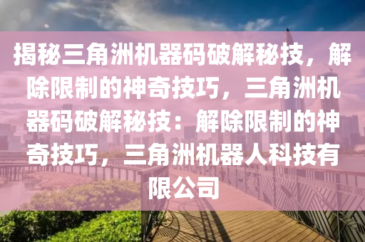 揭秘三角洲机器码破解秘技，解除限制的神奇技巧，三角洲机器码破解秘技：解除限制的神奇技巧，三角洲机器人科技有限公司