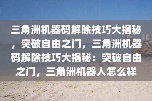 三角洲机器码解除技巧大揭秘，突破自由之门，三角洲机器码解除技巧大揭秘：突破自由之门，三角洲机器人怎么样