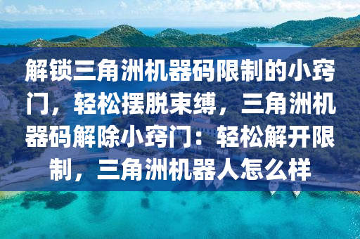 解锁三角洲机器码限制的小窍门，轻松摆脱束缚，三角洲机器码解除小窍门：轻松解开限制，三角洲机器人怎么样
