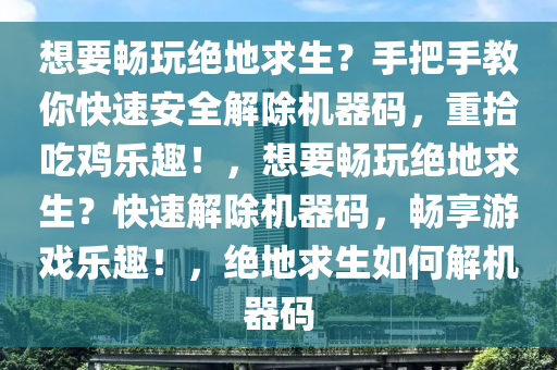 想要畅玩绝地求生？手把手教你快速安全解除机器码，重拾吃鸡乐趣！，想要畅玩绝地求生？快速解除机器码，畅享游戏乐趣！，绝地求生如何解机器码