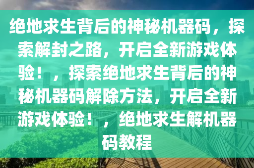 绝地求生背后的神秘机器码，探索解封之路，开启全新游戏体验！，探索绝地求生背后的神秘机器码解除方法，开启全新游戏体验！，绝地求生解机器码教程