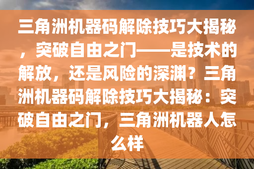 三角洲机器码解除技巧大揭秘，突破自由之门——是技术的解放，还是风险的深渊？三角洲机器码解除技巧大揭秘：突破自由之门，三角洲机器人怎么样