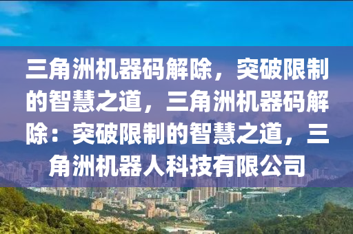 三角洲机器码解除，突破限制的智慧之道，三角洲机器码解除：突破限制的智慧之道，三角洲机器人科技有限公司