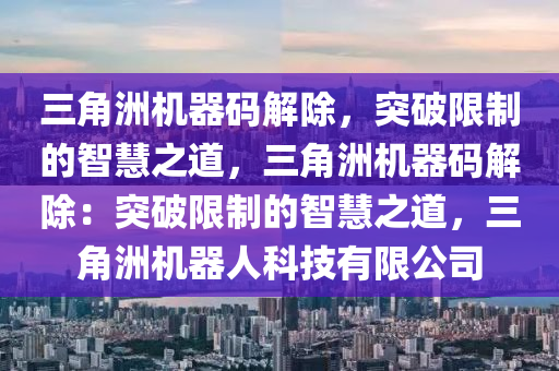 三角洲机器码解除，突破限制的智慧之道，三角洲机器码解除：突破限制的智慧之道，三角洲机器人科技有限公司