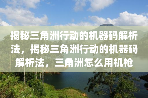 揭秘三角洲行动的机器码解析法，揭秘三角洲行动的机器码解析法，三角洲怎么用机枪
