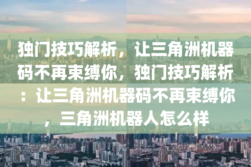 独门技巧解析，让三角洲机器码不再束缚你，独门技巧解析：让三角洲机器码不再束缚你，三角洲机器人怎么样