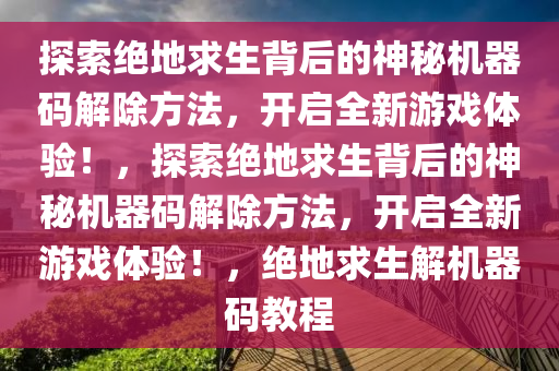 探索绝地求生背后的神秘机器码解除方法，开启全新游戏体验！，探索绝地求生背后的神秘机器码解除方法，开启全新游戏体验！，绝地求生解机器码教程