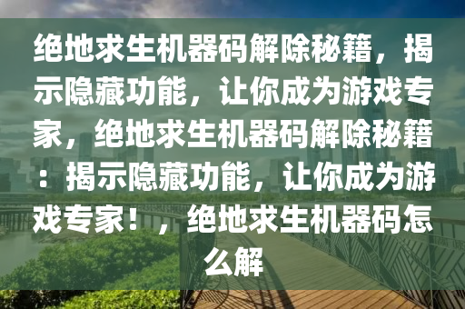 绝地求生机器码解除秘籍，揭示隐藏功能，让你成为游戏专家，绝地求生机器码解除秘籍：揭示隐藏功能，让你成为游戏专家！，绝地求生机器码怎么解