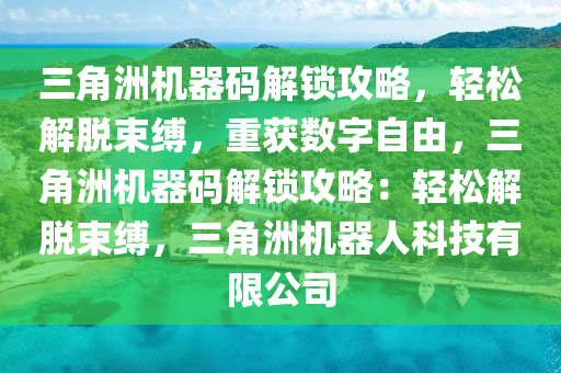 三角洲机器码解锁攻略，轻松解脱束缚，重获数字自由，三角洲机器码解锁攻略：轻松解脱束缚，三角洲机器人科技有限公司