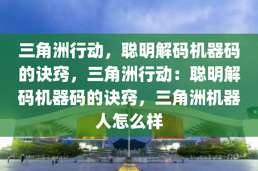 三角洲行动，聪明解码机器码的诀窍，三角洲行动：聪明解码机器码的诀窍，三角洲机器人怎么样