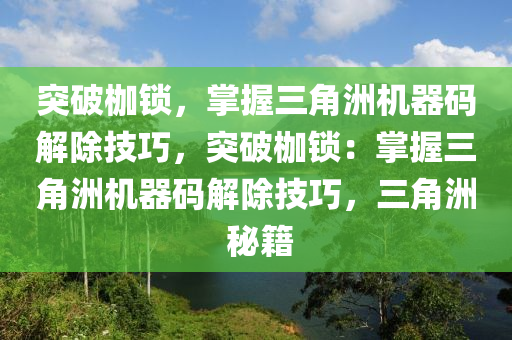 突破枷锁，掌握三角洲机器码解除技巧，突破枷锁：掌握三角洲机器码解除技巧，三角洲 秘籍