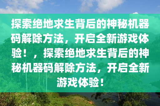 探索绝地求生背后的神秘机器码解除方法，开启全新游戏体验！，探索绝地求生背后的神秘机器码解除方法，开启全新游戏体验！