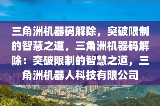 三角洲机器码解除，突破限制的智慧之道，三角洲机器码解除：突破限制的智慧之道，三角洲机器人科技有限公司