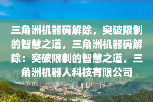 三角洲机器码解除，突破限制的智慧之道，三角洲机器码解除：突破限制的智慧之道，三角洲机器人科技有限公司