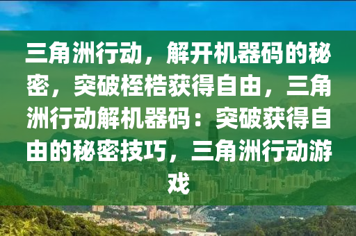 三角洲行动，解开机器码的秘密，突破桎梏获得自由，三角洲行动解机器码：突破获得自由的秘密技巧，三角洲行动游戏