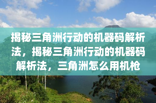 揭秘三角洲行动的机器码解析法，揭秘三角洲行动的机器码解析法，三角洲怎么用机枪