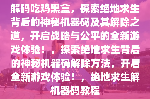 解码吃鸡黑盒，探索绝地求生背后的神秘机器码及其解除之道，开启战略与公平的全新游戏体验！，探索绝地求生背后的神秘机器码解除方法，开启全新游戏体验！，绝地求生解机器码教程