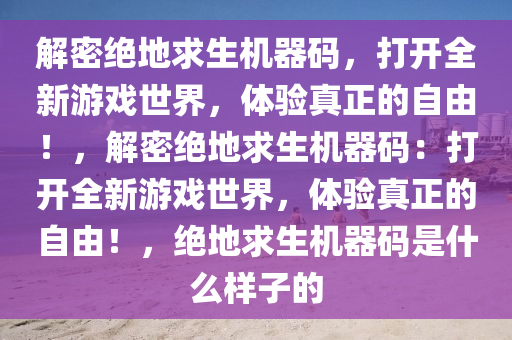 解密绝地求生机器码，打开全新游戏世界，体验真正的自由！，解密绝地求生机器码：打开全新游戏世界，体验真正的自由！，绝地求生机器码是什么样子的