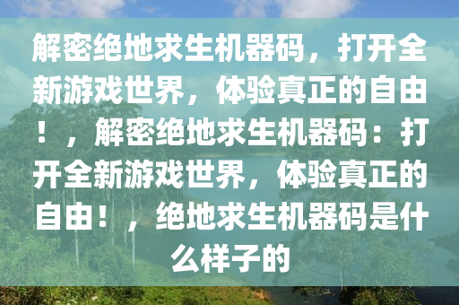 解密绝地求生机器码，打开全新游戏世界，体验真正的自由！，解密绝地求生机器码：打开全新游戏世界，体验真正的自由！，绝地求生机器码是什么样子的