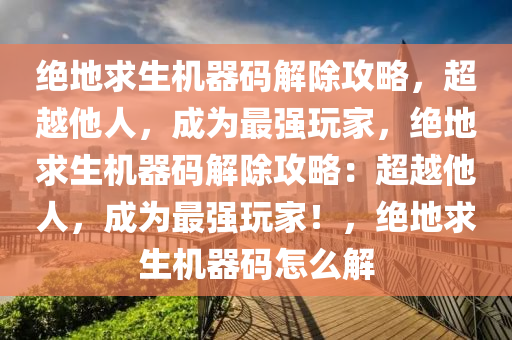 绝地求生机器码解除攻略，超越他人，成为最强玩家，绝地求生机器码解除攻略：超越他人，成为最强玩家！，绝地求生机器码怎么解
