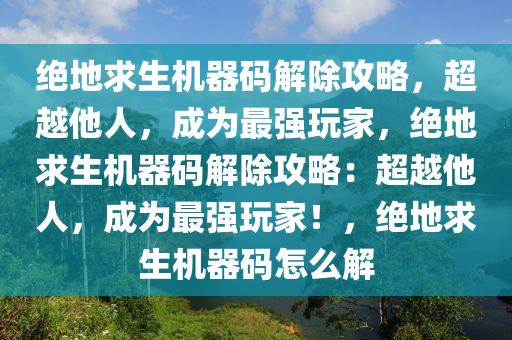 绝地求生机器码解除攻略，超越他人，成为最强玩家，绝地求生机器码解除攻略：超越他人，成为最强玩家！，绝地求生机器码怎么解