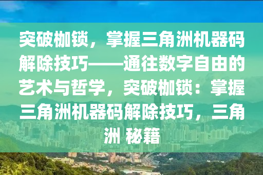 突破枷锁，掌握三角洲机器码解除技巧——通往数字自由的艺术与哲学，突破枷锁：掌握三角洲机器码解除技巧，三角洲 秘籍
