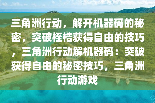 三角洲行动，解开机器码的秘密，突破桎梏获得自由的技巧，三角洲行动解机器码：突破获得自由的秘密技巧，三角洲行动游戏