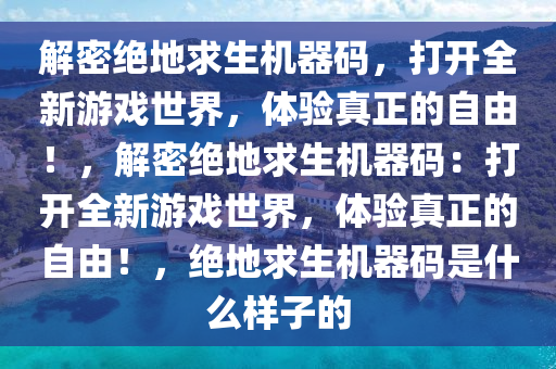 解密绝地求生机器码，打开全新游戏世界，体验真正的自由！，解密绝地求生机器码：打开全新游戏世界，体验真正的自由！，绝地求生机器码是什么样子的