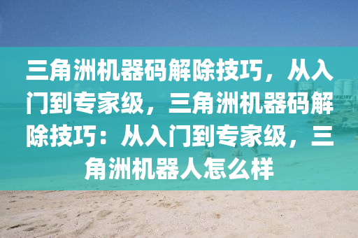 三角洲机器码解除技巧，从入门到专家级，三角洲机器码解除技巧：从入门到专家级，三角洲机器人怎么样