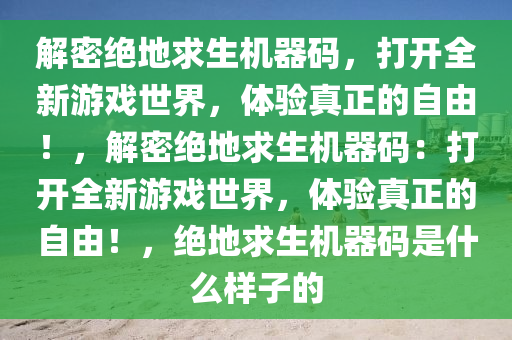 解密绝地求生机器码，打开全新游戏世界，体验真正的自由！，解密绝地求生机器码：打开全新游戏世界，体验真正的自由！，绝地求生机器码是什么样子的